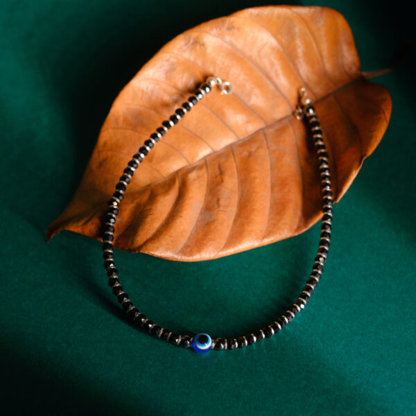 Sterling Silver Evil Eye Anklet with Black Beads, Protection Payal for Women and Girls - Image 2